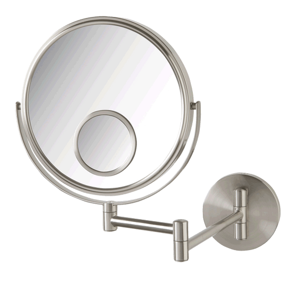 Jerdon Reversible 1x/10x Wall-Mount Makeup Mirror with 15x Spot Mirror