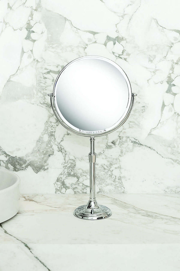 Miroir Brot Patrimoine Custom Reversible Free Standing Makeup Mirror, 3x or 5x, 34 Finishes