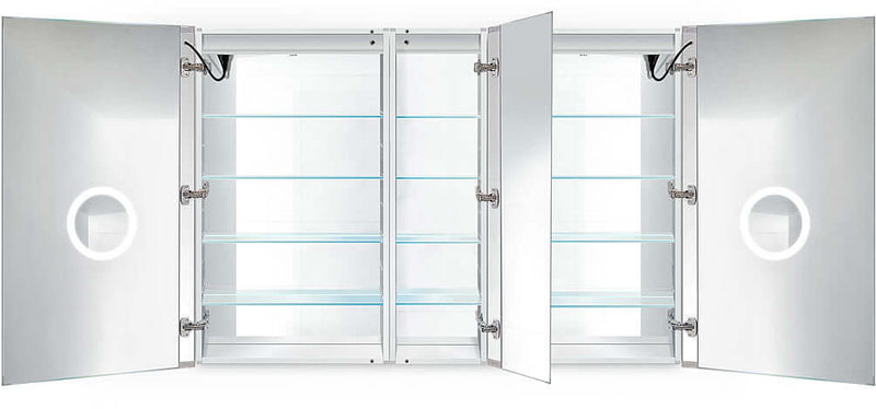 Krugg Reflections Svange LED 3-Door Medicine Cabinet w/ Dimmers & Defoggers - 4 Sizes