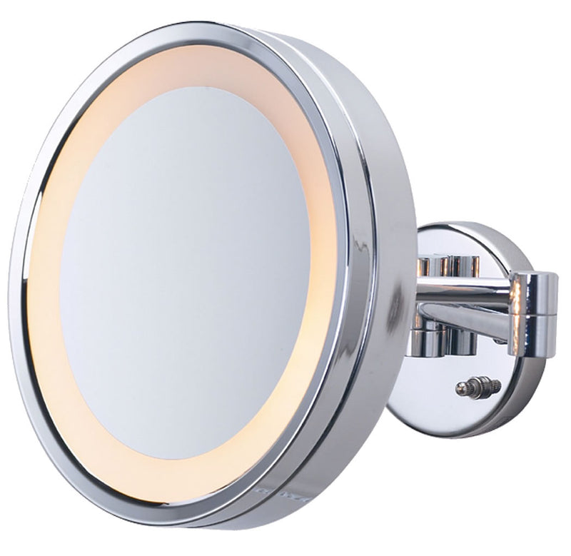 Jerdon Large Round Hardwired 3x Halo-Lighted Wall-Mount Make Up Mirror