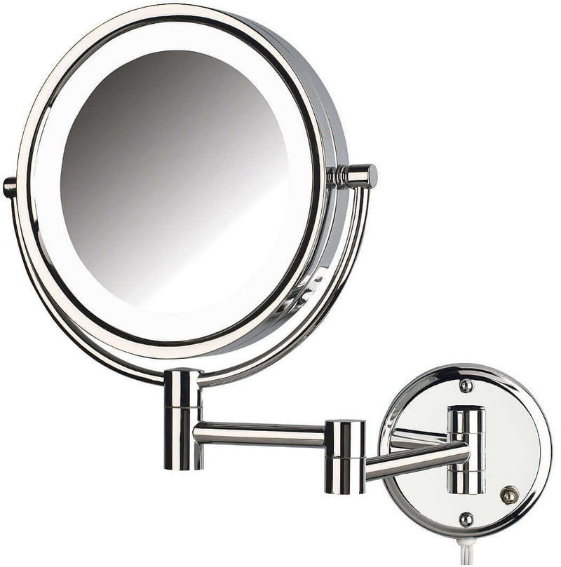 Jerdon Reversible 8x/1x LED-Lighted Hardwired Makeup Mirror - 2 Finishes