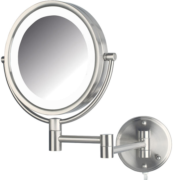 Jerdon Reversible 8x/1x LED-Lighted Plug-In Make Up Mirror - 2 Finishes