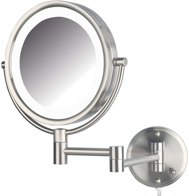 Jerdon Reversible 8x/1x LED-Lighted Hardwired Makeup Mirror - 2 Finishes