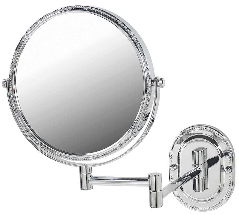 Jerdon Beaded Reversible 7x/1x Wall-Mount Makeup Mirror