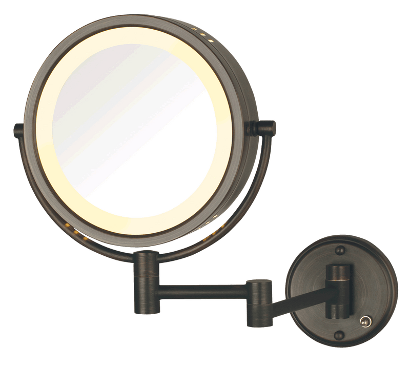 8x/1x Reversible Hardwired Makeup Mirror by Jerdon - 3 Finishes