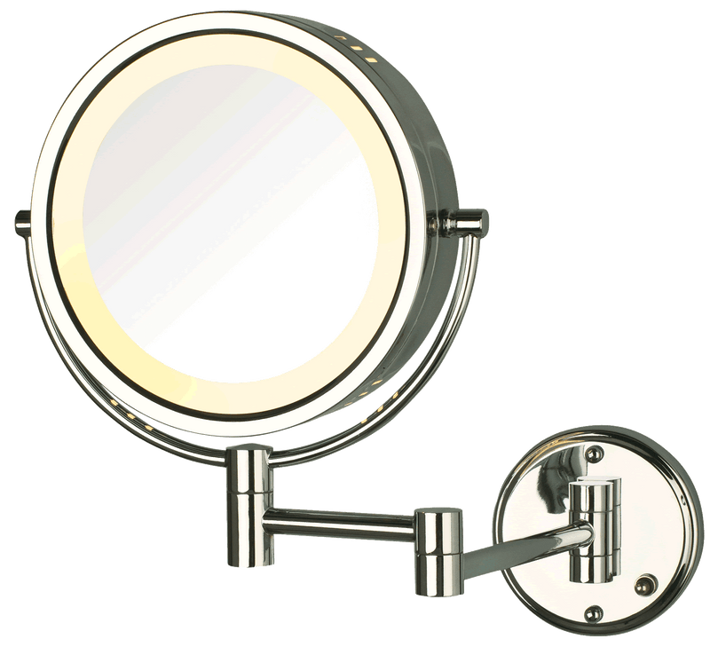 8x/1x Reversible Hardwired Makeup Mirror by Jerdon - 3 Finishes