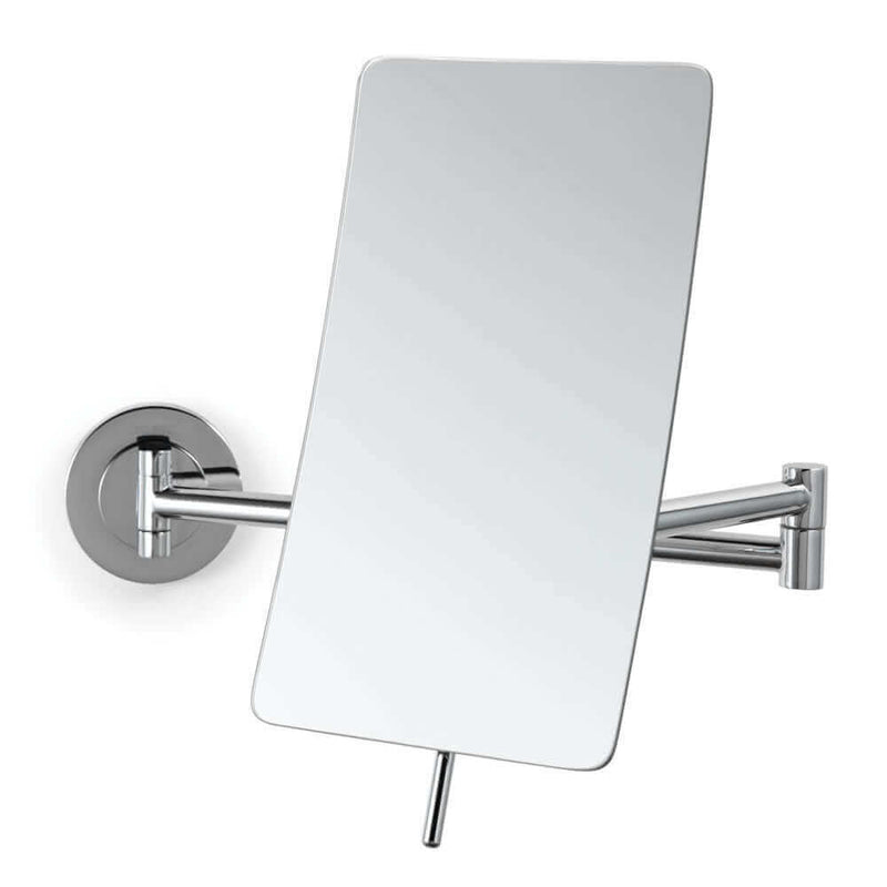 Sleek, with edge-to-edge magnification at 5x - not often found in a rectangular mirror.  Polished Chome finish.