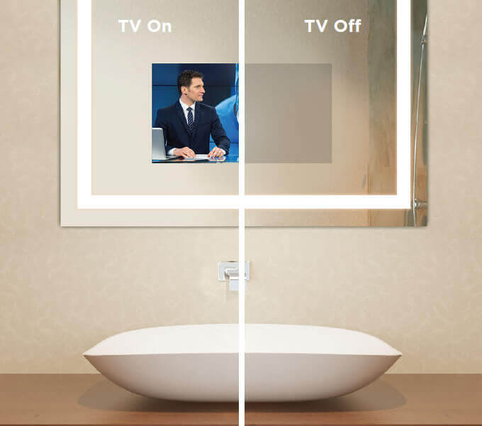 Electric Mirror Fusion TV Lighted Mirror with 15.6" HDTV. It "Disappears" When Turned Off - 3 sizes