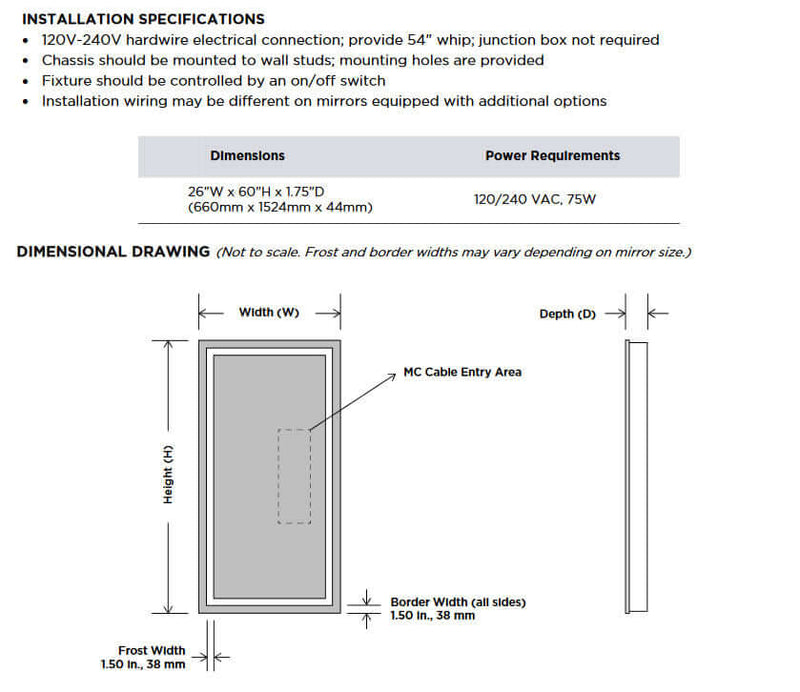 Electric Mirror Integrity LED Frameless Wardrobe Mirror, Optional AVA Technology