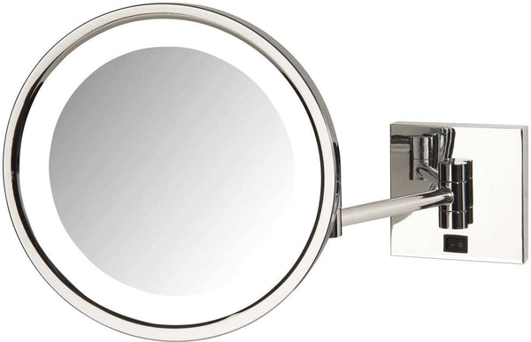 Jerdon Hardwired 5x LED Miroir de maquillage à plaque de montage carrée - Chrome poli