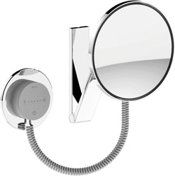 KEUCO 5x Round 2,700k-6,000k LED Coiled Cord Hardwired Makeup Mirror, LED Control Panel