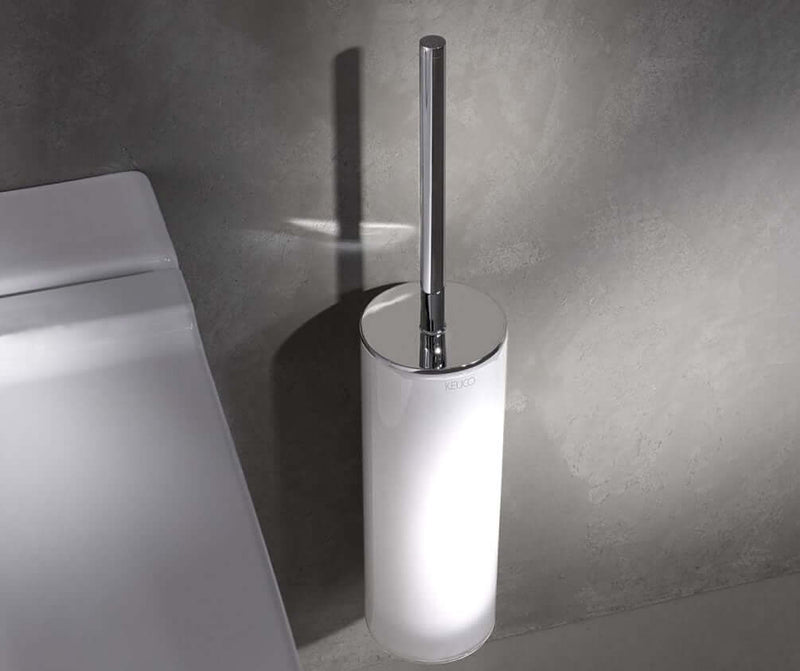 Ensemble de brosse de toilette murale Keuco Edition 400, en 3 options de finition avec réceptacle en cristal