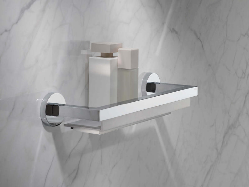 Keuco Edition 90 Polished Chrome Shower Shelves - Plain or with Built-In Magnetic Squeegee