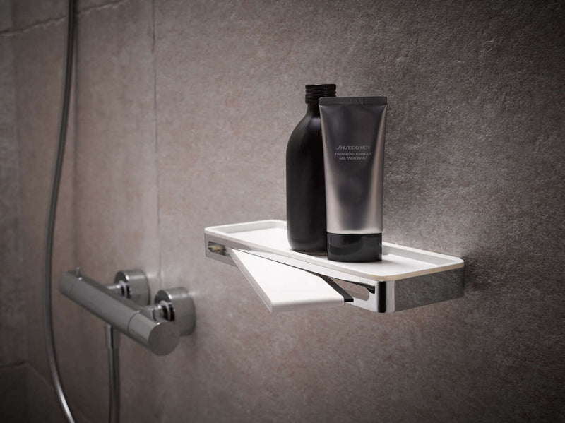 Keuco Plan Shower Basket with Hidden Squeegee in 6 Finish Combinations