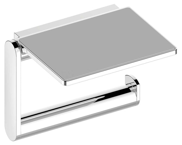 Keuco Plan Toilet Paper Holder with Shelf in Polished Chrome or Stainless Steel Finish