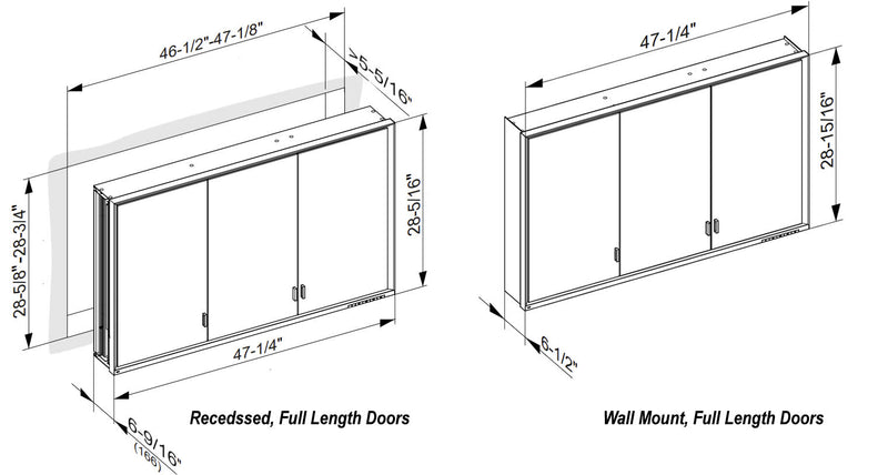 Keuco Royal Lumos Side Mirror Kit, Semi-Recessed Installation