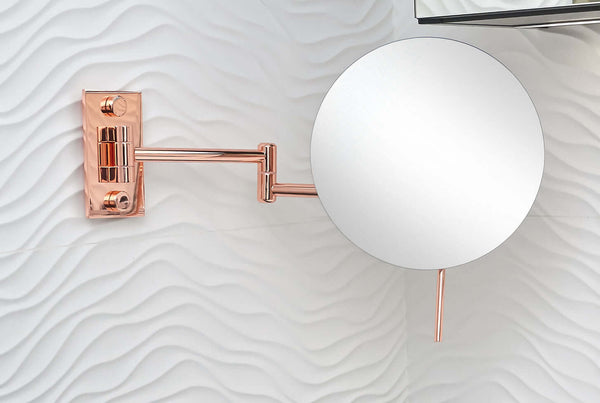 Shown in Polished Copper, the Epure wall-mounted Makeup Mirror has a full 9&quot; diameter mirror - rimless.  It''s simple and elegant.