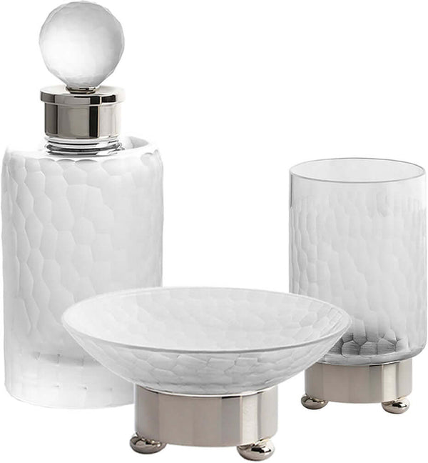 Cristal&Bronze Nid d'abeilles (Honeycomb) Soap Dish, Tumbler, and Perfume Bottle- 27 Finishes