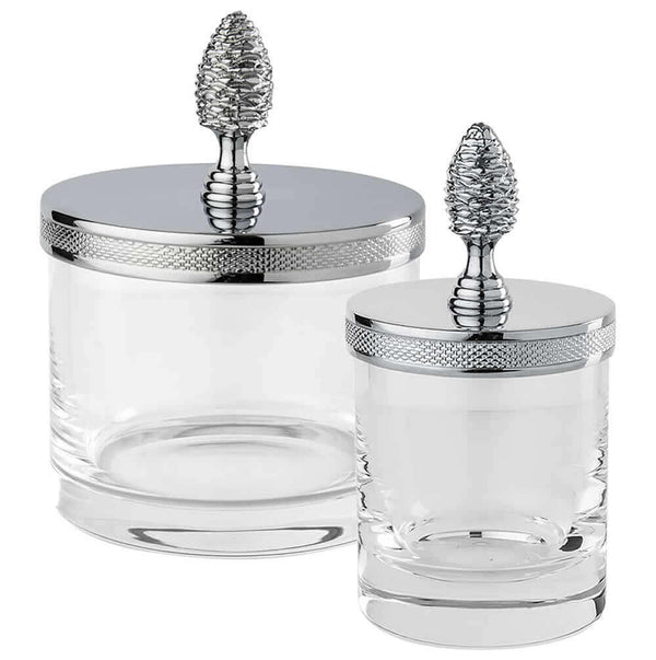 Large and Small Q-Tip Jars, Pinecone Handles
