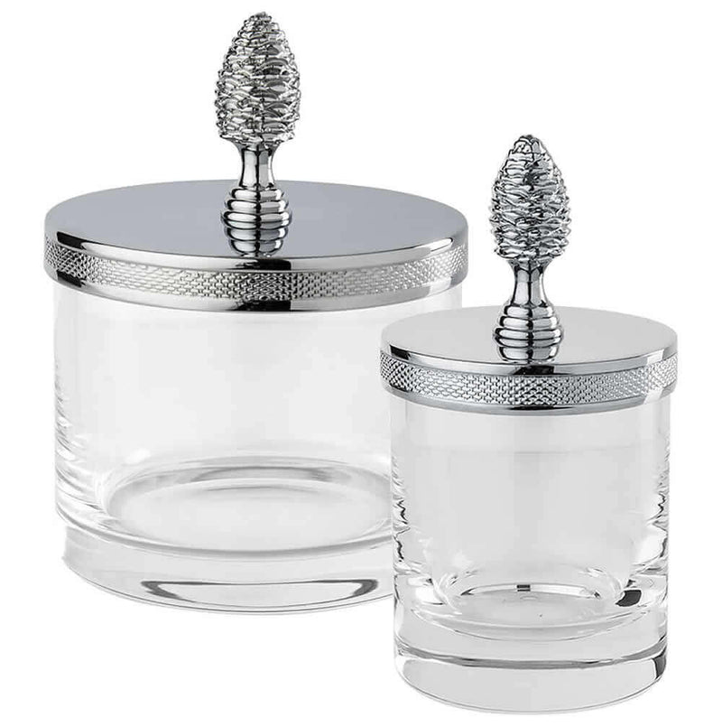 Cristal&Bronze Cristallin "cesele" Q-Tip Jars with "Pine Cone" Lid in 27 Finishes