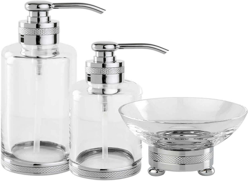 Cristal&Bronze Cristallin "cesele" Soap Dispensers and Soap Dish, each in 27 Finishes