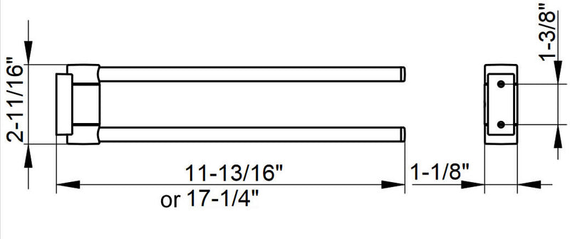 Keuco Black Collection Double Swivel 17" Towel Holder - OPEN BOX