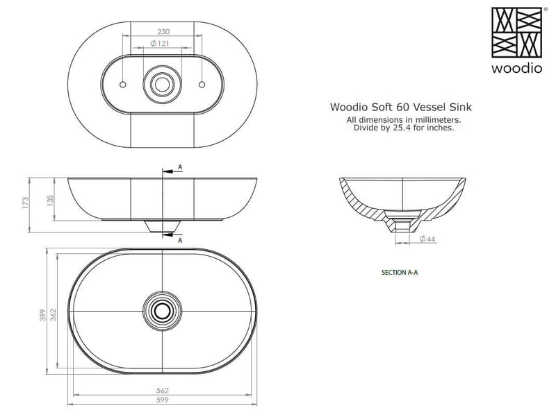 Woodio Soft60 Above-Mount Sink - 11 Colors
