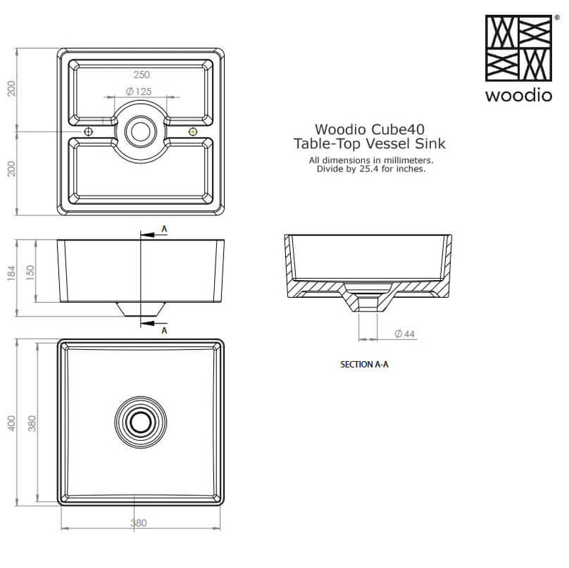 Lavabo-vasque Woodio Cube40 - 10 couleurs