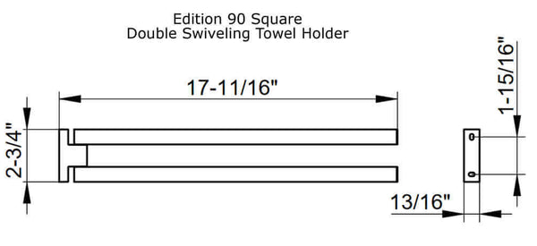 Keuco Edition 90 Square Chrome Double Swivel Towel Holder