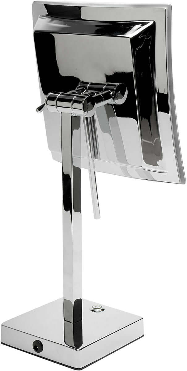 Rear view showing the substantial mounting and pivoting mechanism.  Polished Chrome finish.