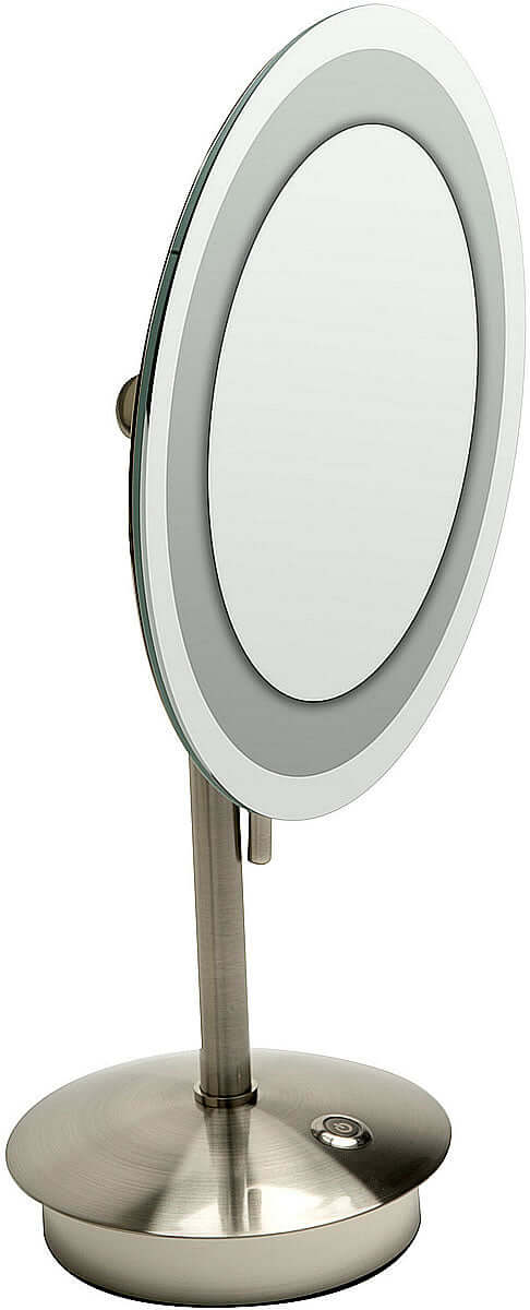Alfi Brand 5x LED Frameless Vanity Mirror - Plugs in or Runs on Battery, 2 Finishes