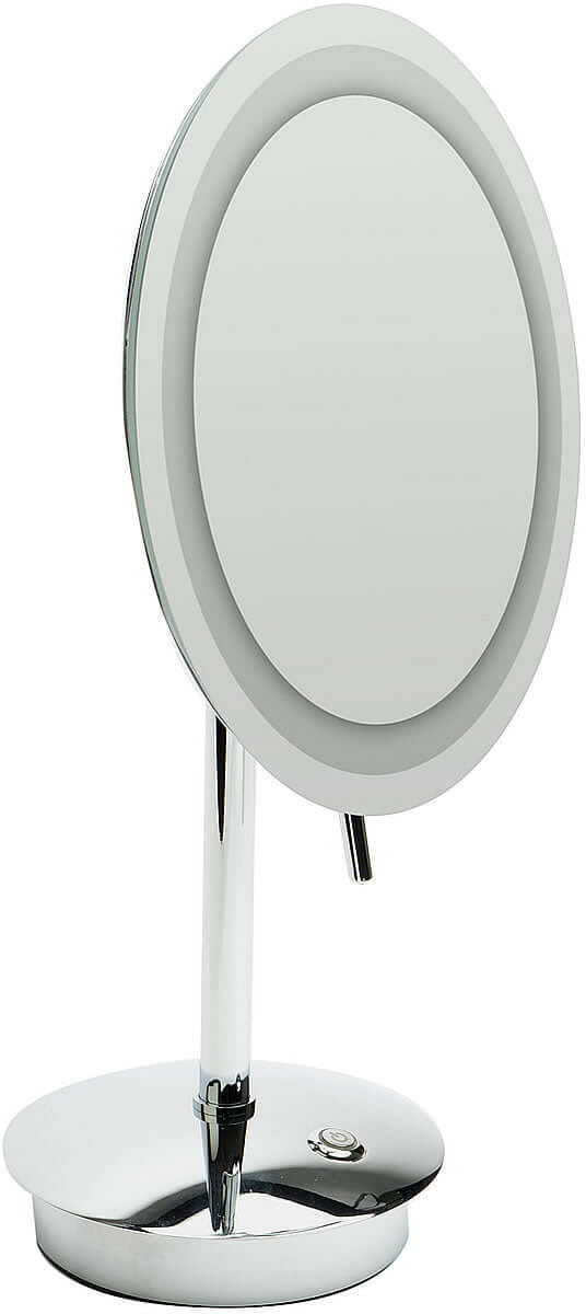 Miroir de courtoisie sans cadre à 5 LED de la marque Alfi - Se branche ou fonctionne sur batterie, 2 finitions