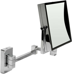 Hard-to-find 5x Magnification (reversible) in a square makeup mirror.  Polished Chrome.