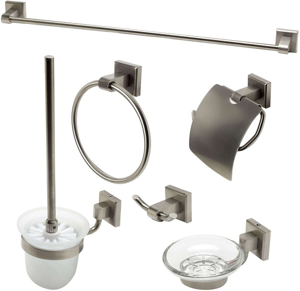Alfi brand 6-Piece Square Motif Matching Accessory Set, AB9509, Brushed Nickel or Polished Chrome