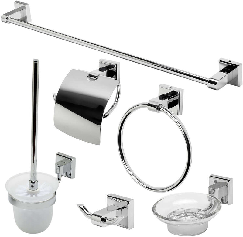 Alfi brand 6-Piece Square Motif Matching Accessory Set, AB9509, Brushed Nickel or Polished Chrome