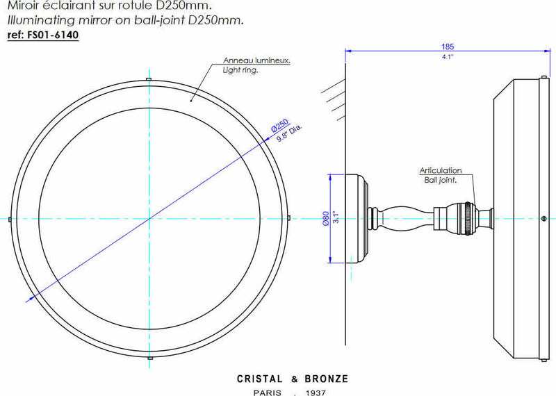 Hardwired Mirror, technical drawing
