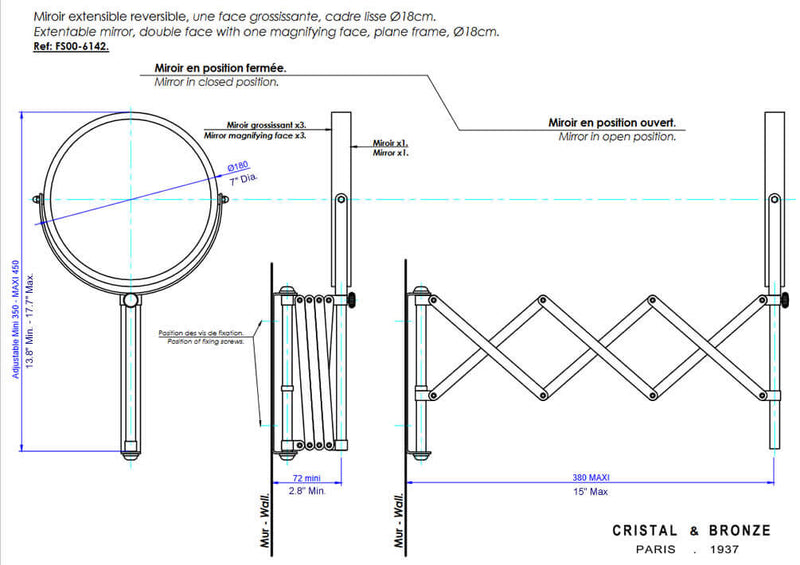 Extension Mirror, technical drawing