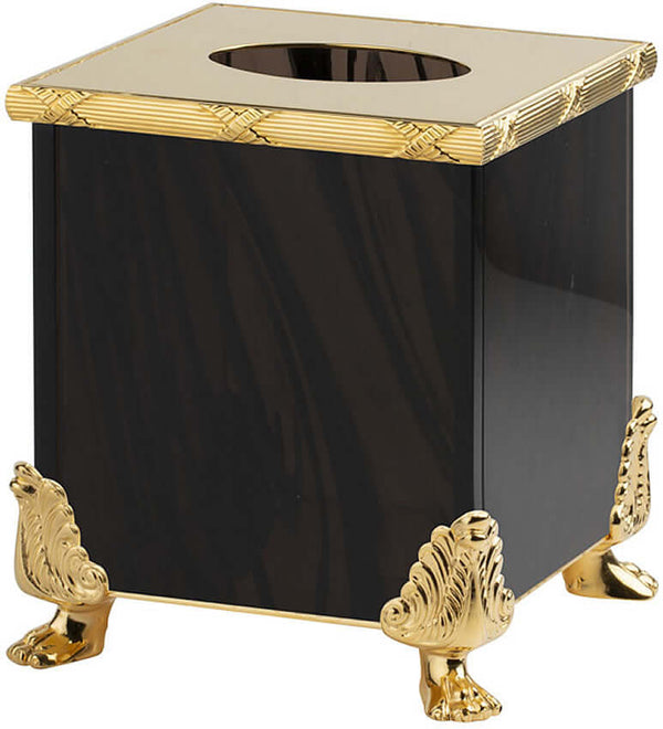 Cristal&Bronze Obsidienne "Chiseled" Footed Tissue Boxes