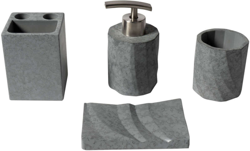 ALFI marque ABCO1019 ensemble d'accessoires de salle de bain mat gris béton massif 4 pièces