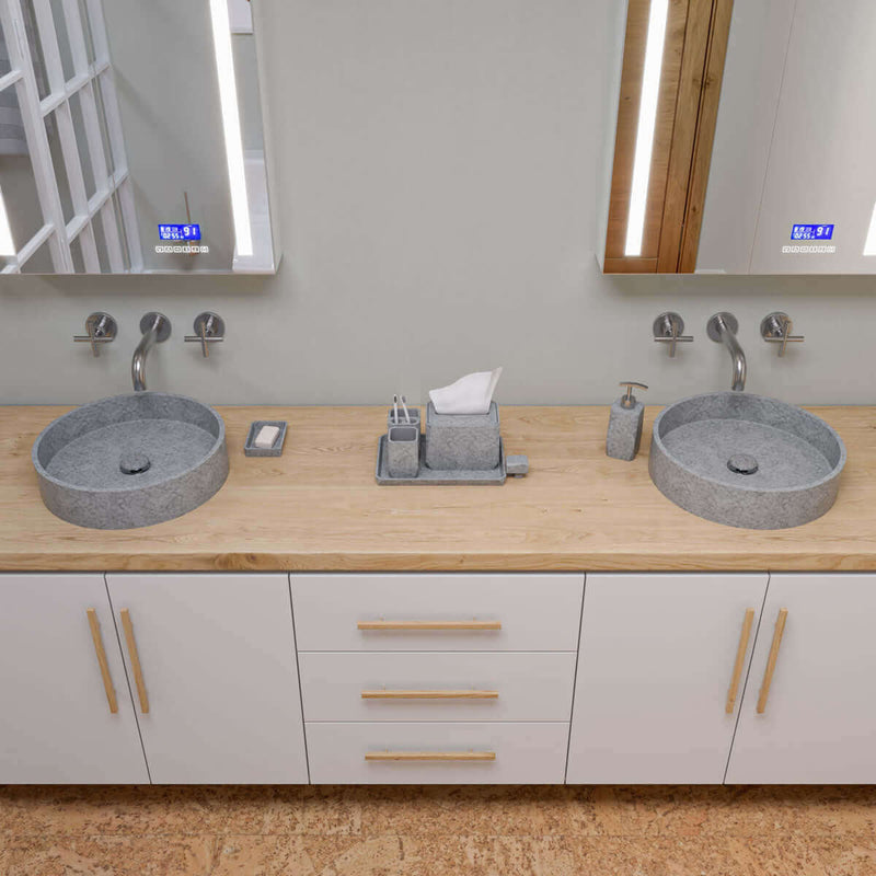 ALFI marque ABCO1023 ensemble d'accessoires de salle de bain mat gris béton massif 7 pièces