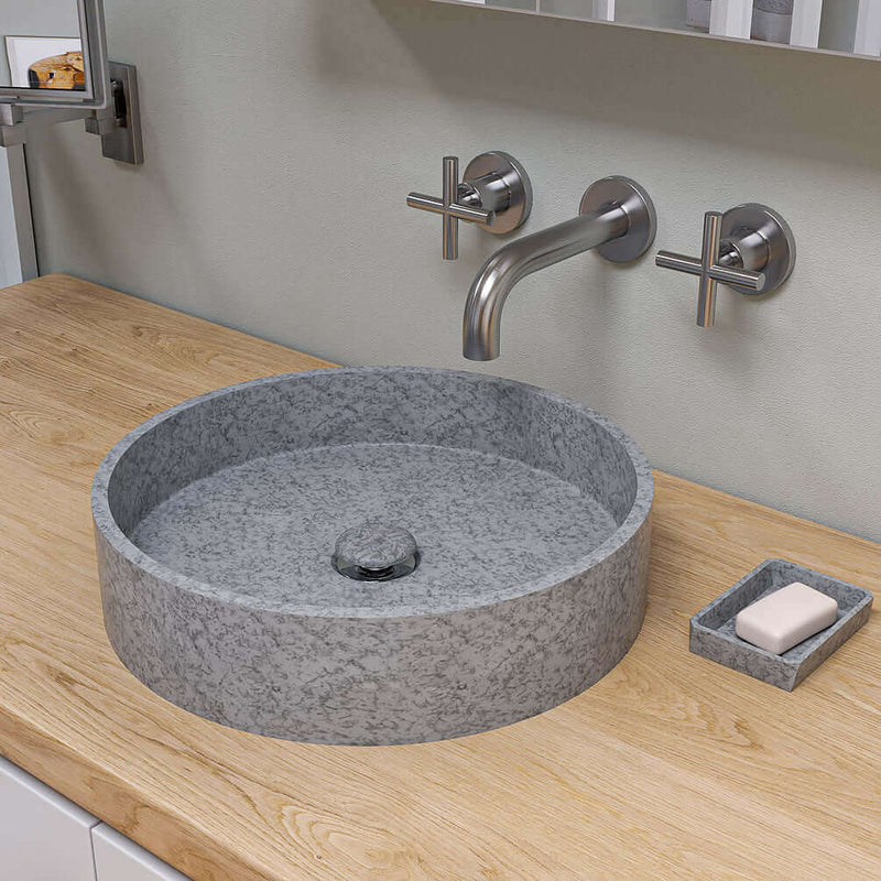 ALFI brand ABCO17R 17" Round Solid Concrete Above-Mount Bathroom Sink