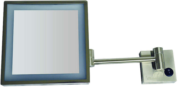 Whitehaus Hardwired 5x Magnified LED Square Makeup Mirror