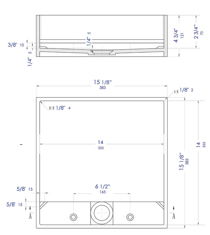 Dimensions - Square Resin Sink