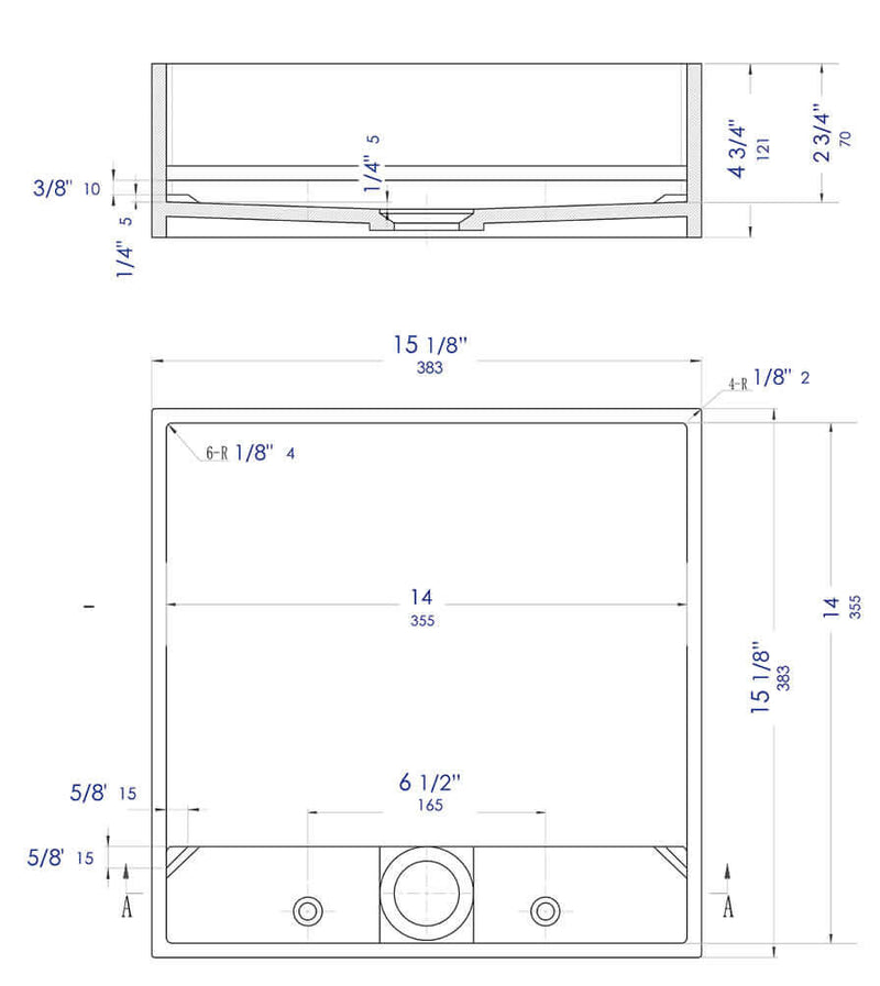 Dimensions - Square Resin Sink