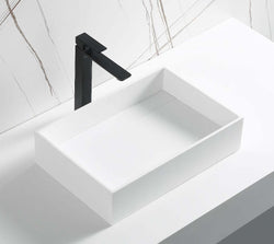 Rectangular White Resin Sink - faucet not included.