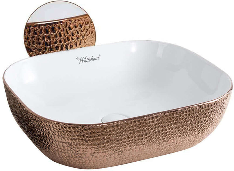 Whitehaus Isabella Plus Collection Embossed Above-Mount Bathroom Sinks - 7 Finishes
