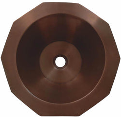 10-Sided basin, a Decagon.  Solid Copper with a smooth finish.