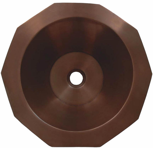 10-Sided basin, a Decagon.  Solid Copper with a smooth finish.