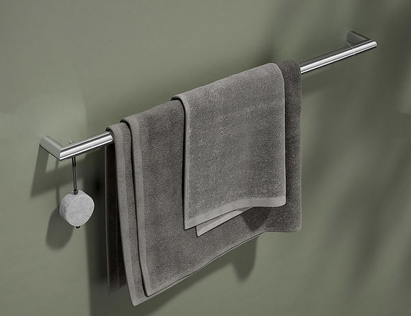 Keuco Reva towel bar in Polished Chrome, with integral hook, positioned at the rear of the bar - not visible from the front.