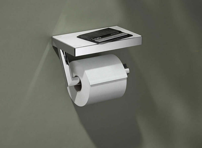 Keuco Reva Collection Toilet Paper Holder with Shelf - 2 Fnishes